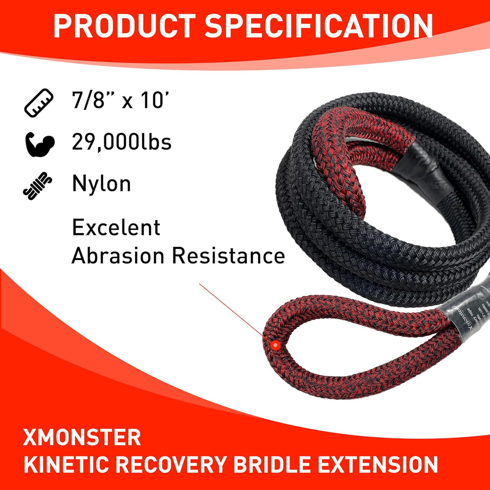 Kinetic Recovery Bridle Extension Rope 7/8'' x 10' (MBS 29,000 lb...