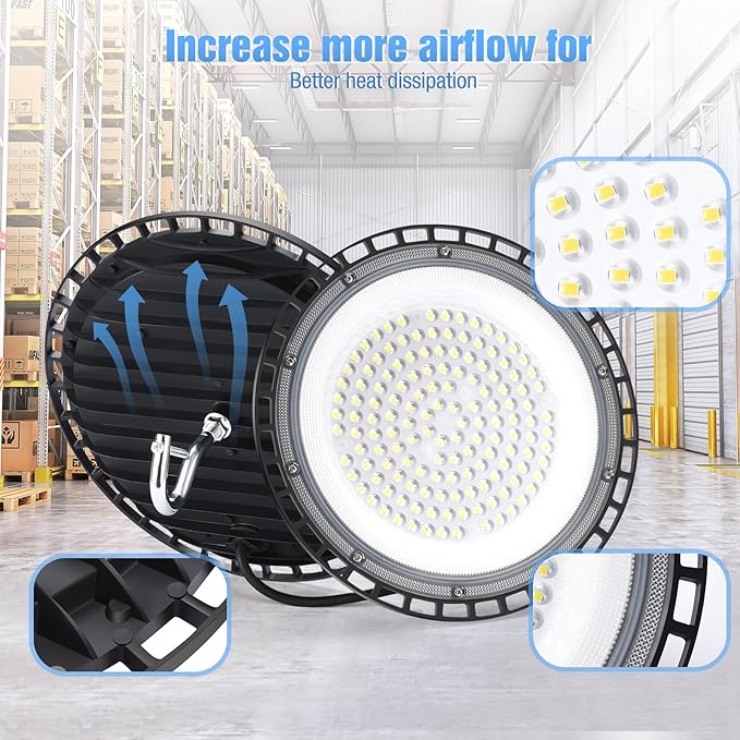 20 Pack 150W UFO Led High Bay Light Fixture, 5000K Daylight Commercial Shop Bay