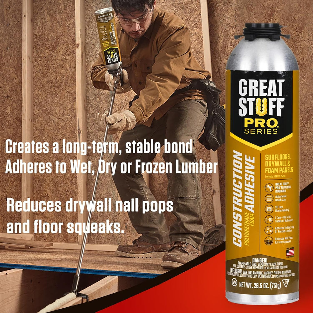 GREAT STUFF PRO Construction Adhesive for Wall & Floor - 26.5oz Polyureth...