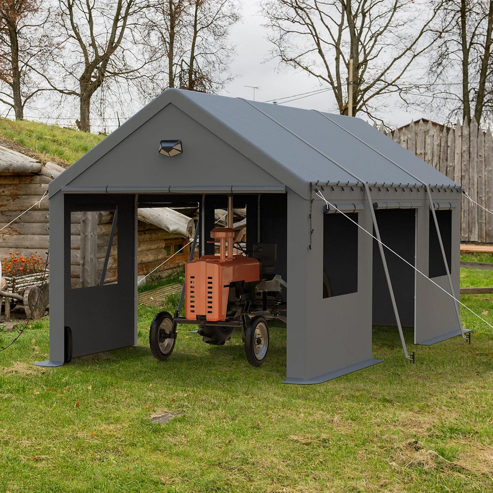10x20 Heavy Duty Carport, Portable Garage with Doors & Windows