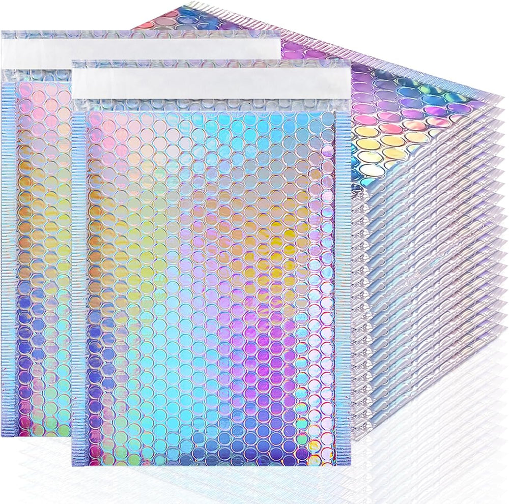 6x9" 50 Pack Holographic Bubble Mailers Shipping Bags