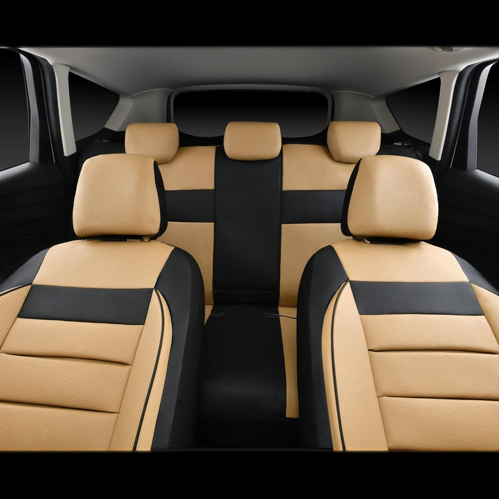 CAR PASS Leather Seat Covers Full Set Universal Water Resistant 3D Foam Back ...