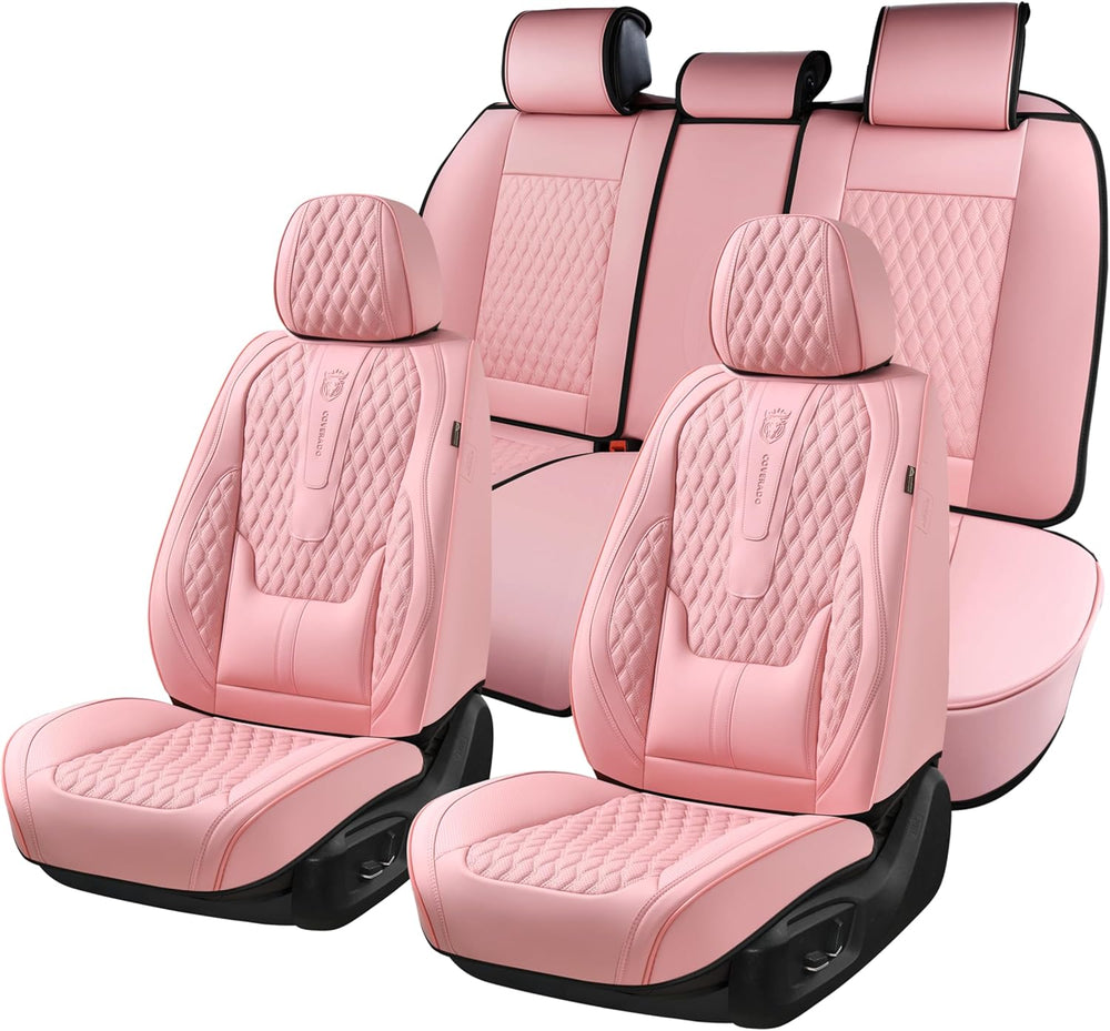 Coverado Seat Covers Full Set, Pink Car Seat Covers, Waterproof Car Seat Cove...