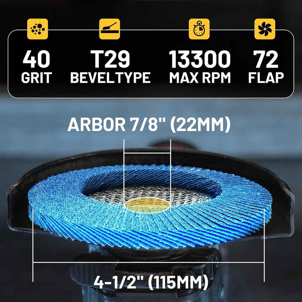Flap Discs 4 1/2 for Angle Grinder 24 Pack, 40 Grit Type 29 Zirconia Grinding...