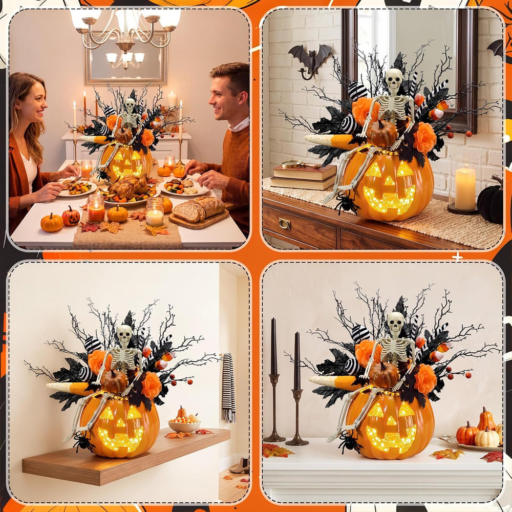 Wiwiqing Halloween Vase Table Centerpiece Decor, Pumpkin, Skull