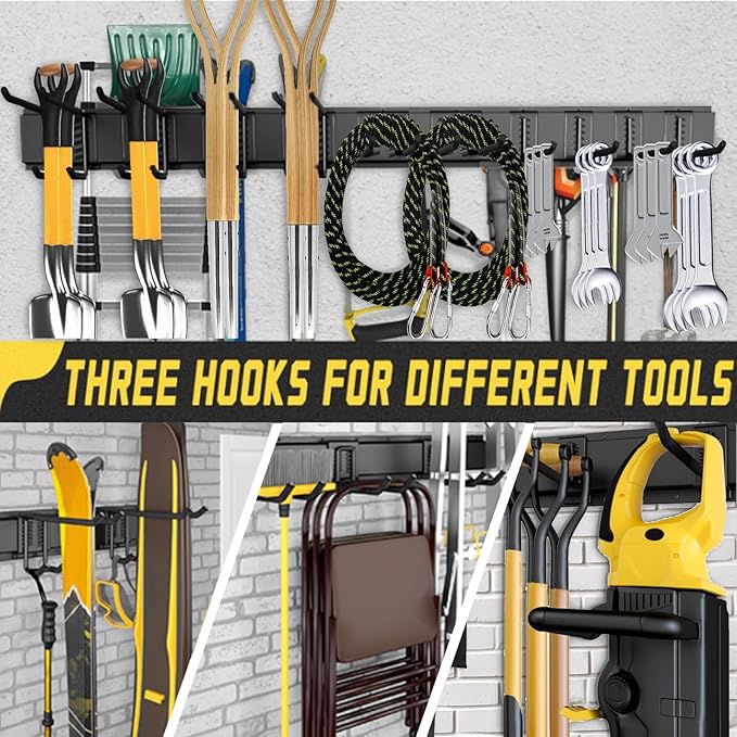 64'' Garage Tool Organizer Wall Mount, Garage Hooks Heavy Duty, Shove...