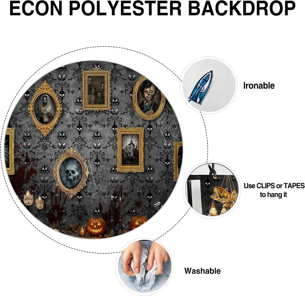 Allenjoy 96" x 72" Halloween Haunted House Photography Backdrop wit...
