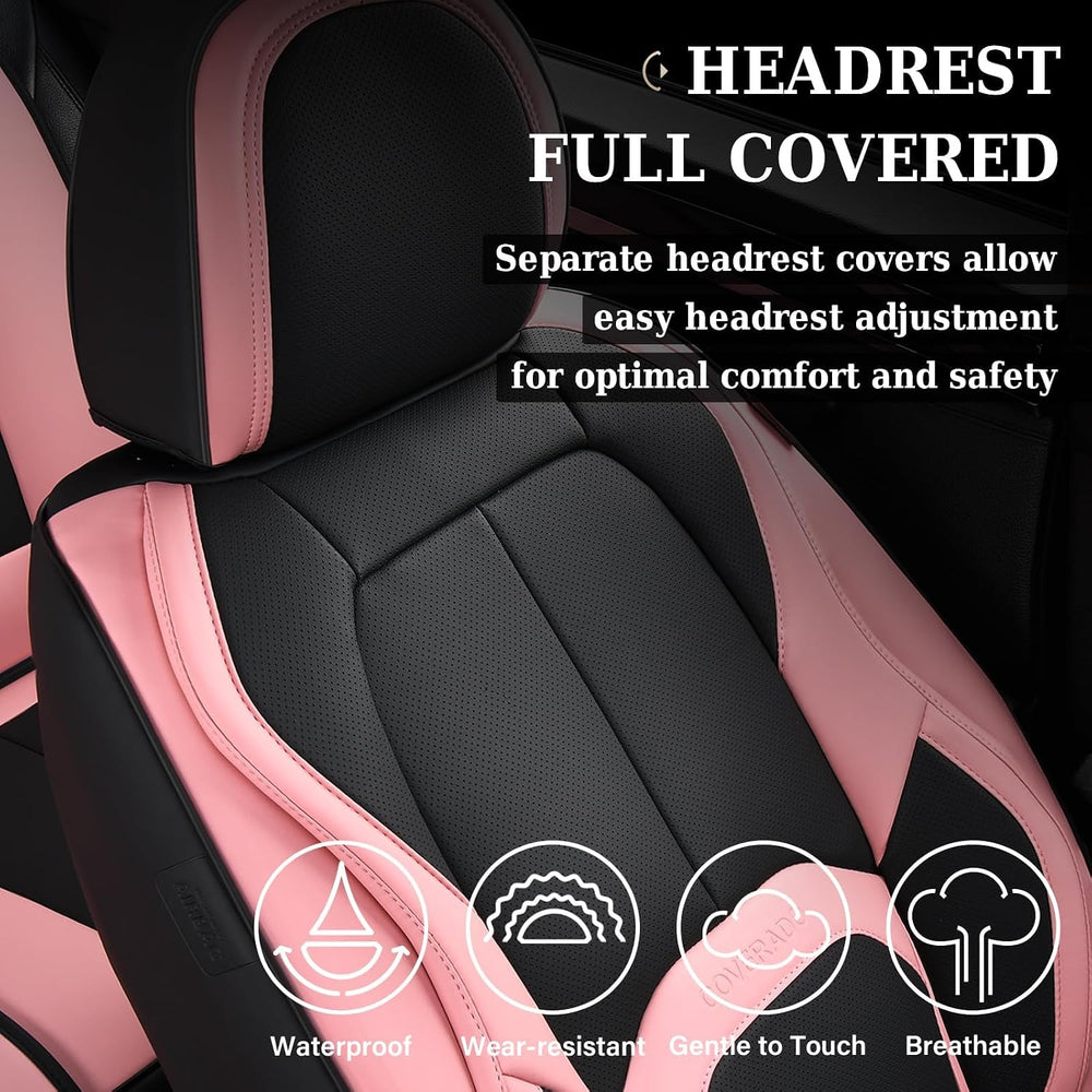 Coverado Car Seat Covers Full Set, Waterproof Nappa Leather Seat Covers for C...