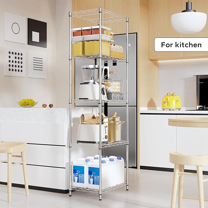 5 Tiers Shelf Metal Storage Shelves Wire Rack Closet Organizers
