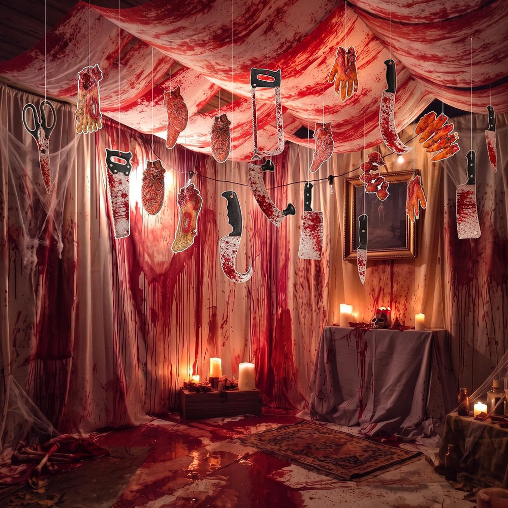 111 Pcs Halloween Bloody Hanging Party Decoration for Ceiling