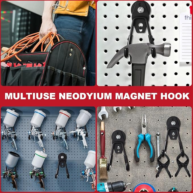 Landhoow Large Magnetic Hooks Heavy Duty Garage Magnet Hooks Strong Storage (...