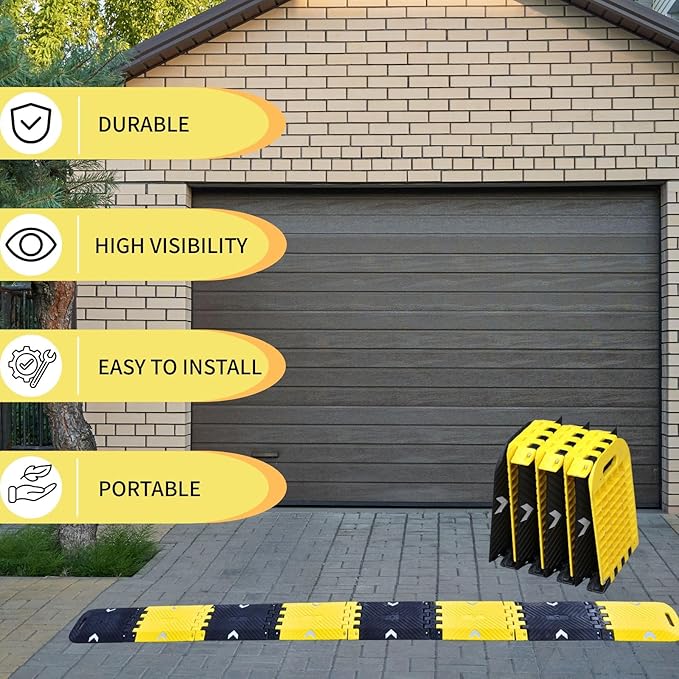 Collapsible Speed Bumps for Road - 10 Ft Portable Traffic Hump for Driveway