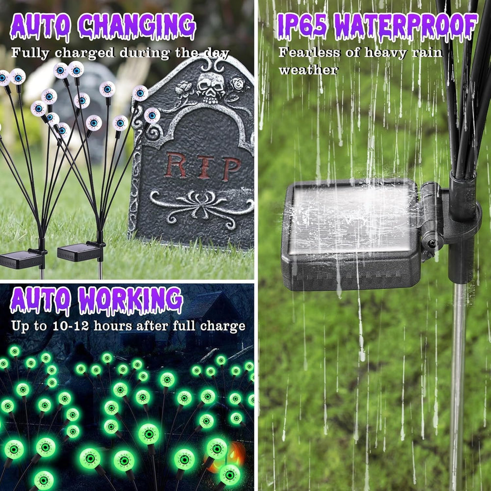ASMAD Halloween Decorations Outdoor Solar Scary Eyeball Lights,8Pack 64LEDs