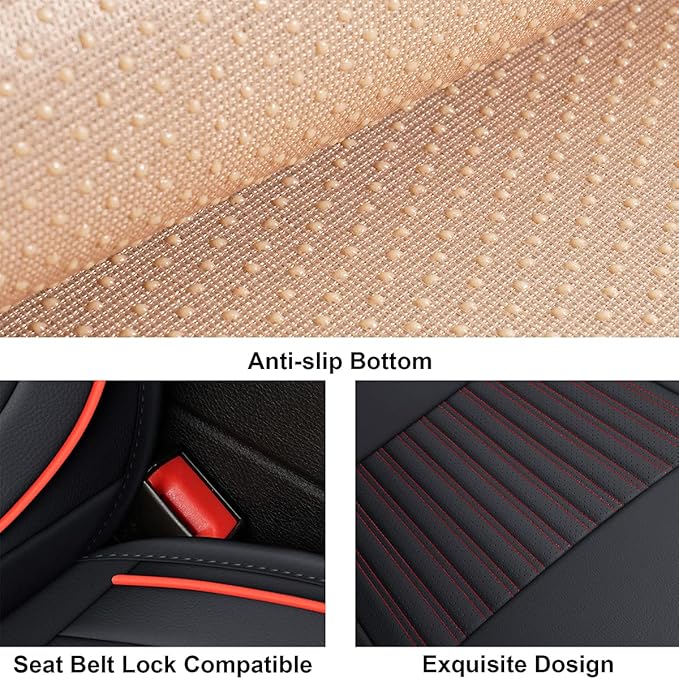 LINGVIDO Car Seat Covers, Breathable and Waterproof Faux Leather Automotive