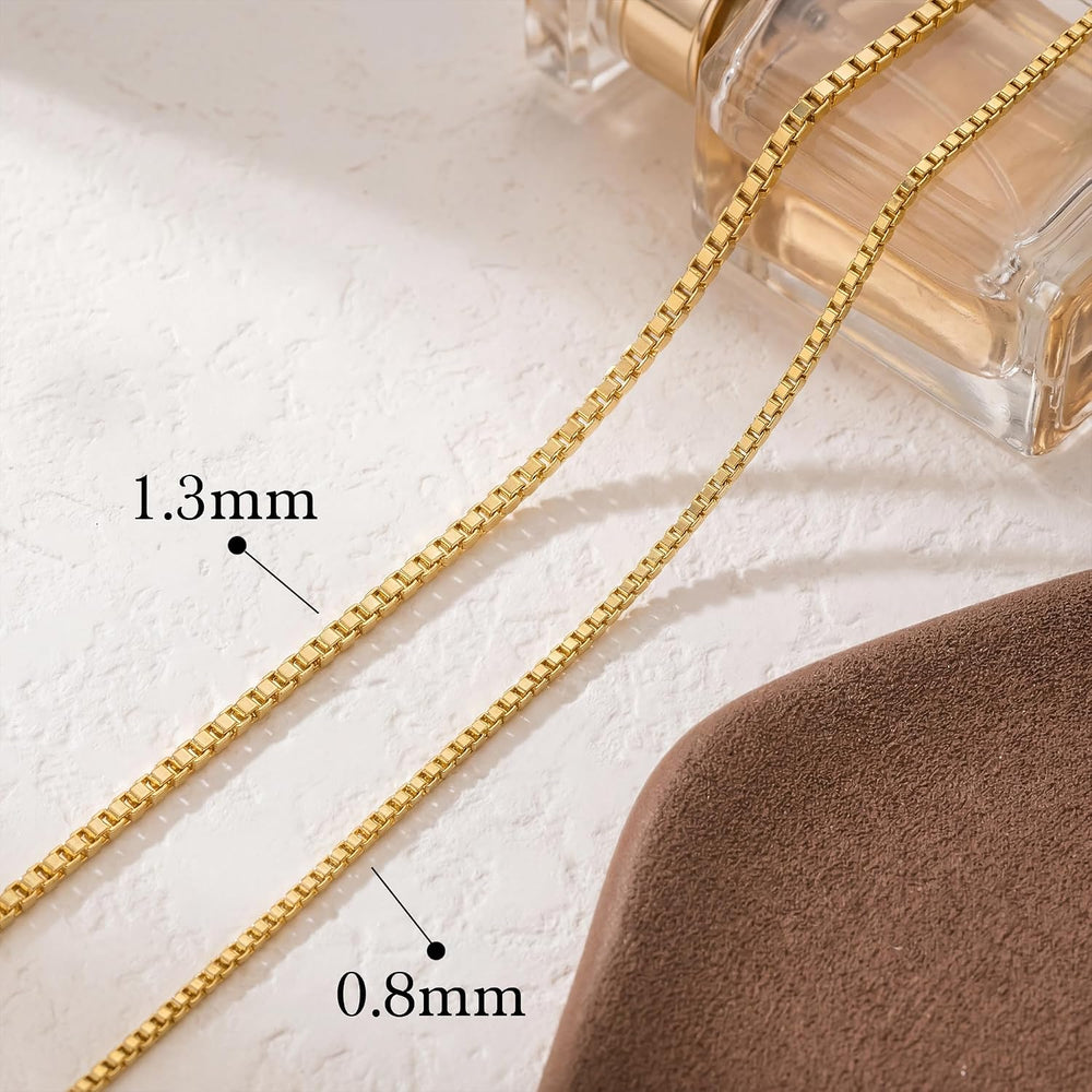 14K Gold Box Chain Necklace for Women 14K Gold Necklaces for Women