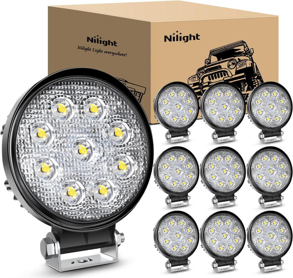 Nilight 4.5 Inch Round 27W Spot LED Work Light Fog Light Waterproof Offroad D...
