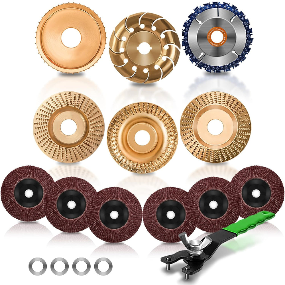 13PCS Wood Carving Disc Set for 4" or 4 1/2" Angle Grinder, Stump T...