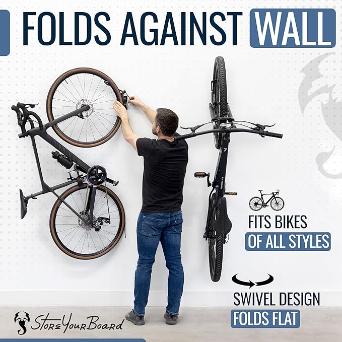 StoreYourBoard Bike Swivel Rack – Wall Mounted Garage Bike Storage, Vertical ...