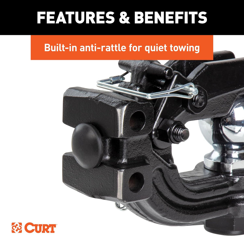 CURT 45907 Adjustable Ball and Pintle Channel Mount, 2" Shank, 13,000 lb
