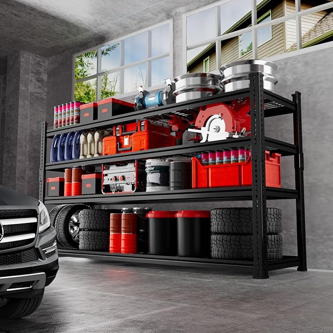 Storage Shelves, Garage Shelving Heavy Duty 2640LBS Capacity, 4 Tier Utility