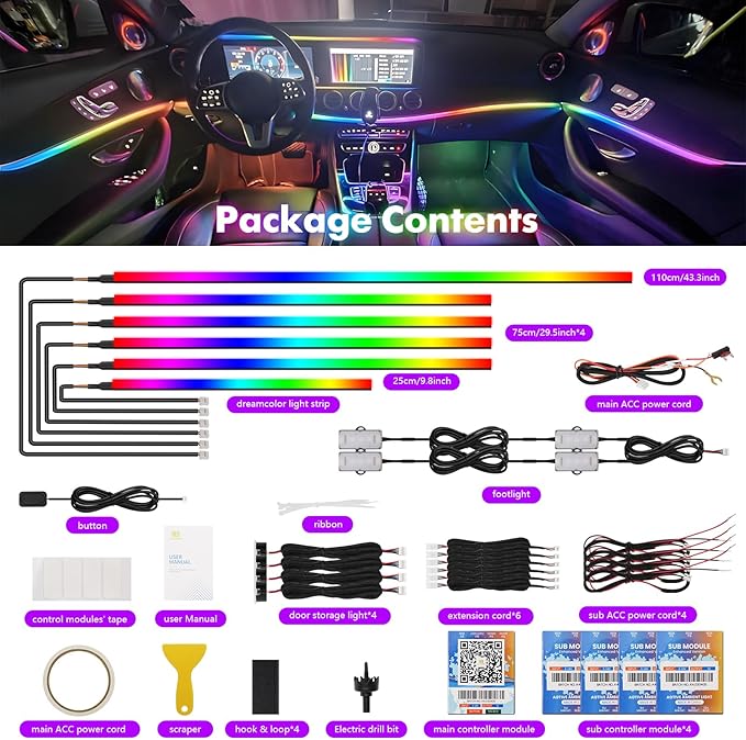 New Version Acrylic Car Dreamcolor Ambient Lighting Kit 14 in 1 LED Interior