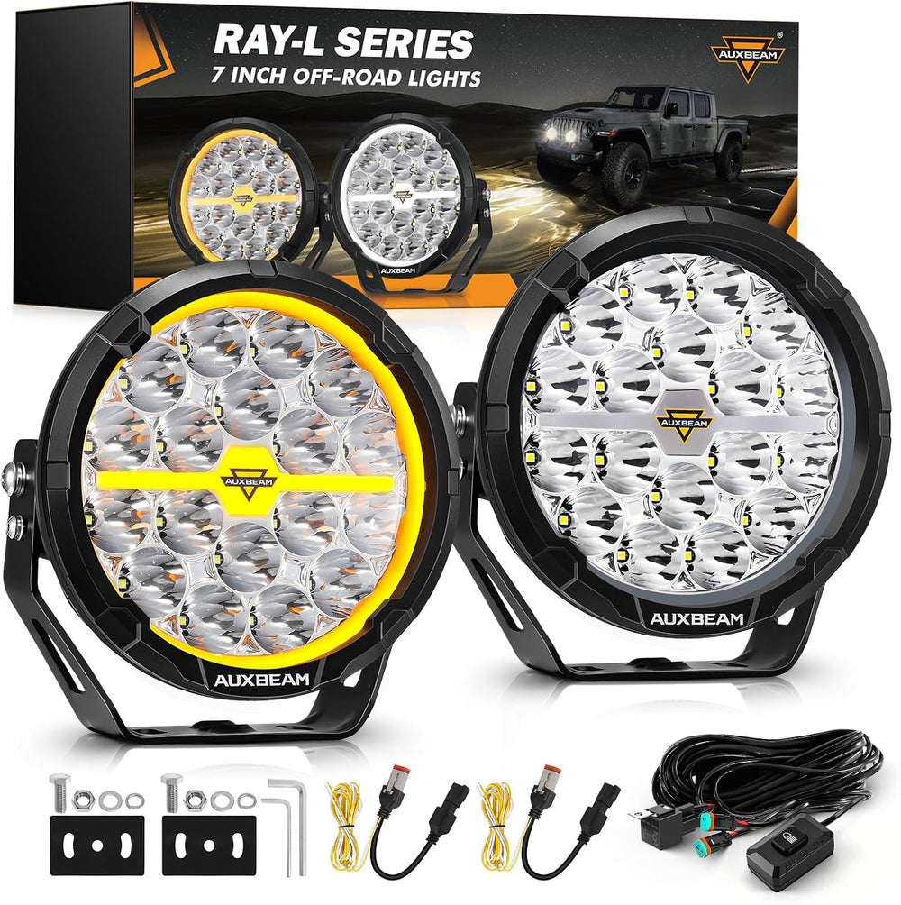 Auxbeam RAY-L Series 7 Inch Round LED Off-Road Lights Driving Light Bar