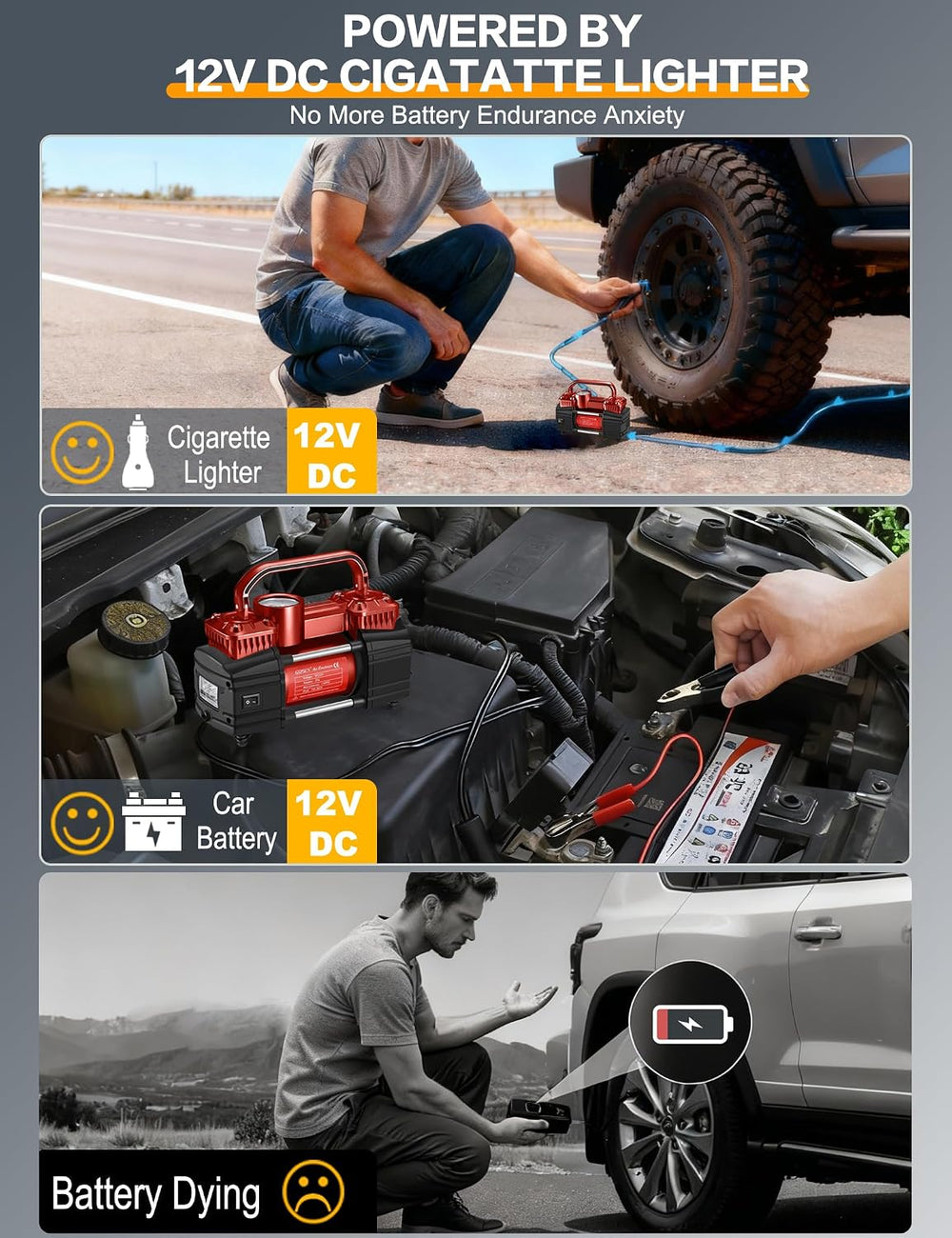 GSPSCN Heavy Duty Digital Tire Inflator 12V Portable Air Compressor Pump