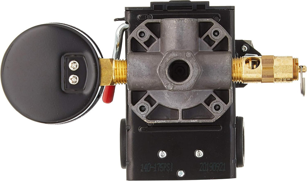 26 AMP H/D PRESSURE SWITCH AIR COMPRESSOR 145-175 4 PORT w/0-200 psi Gauge &a...