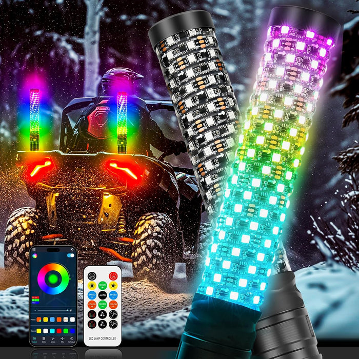 DREAMIZER 2PCS 1FT Fat Spiral Led Whip Lights
