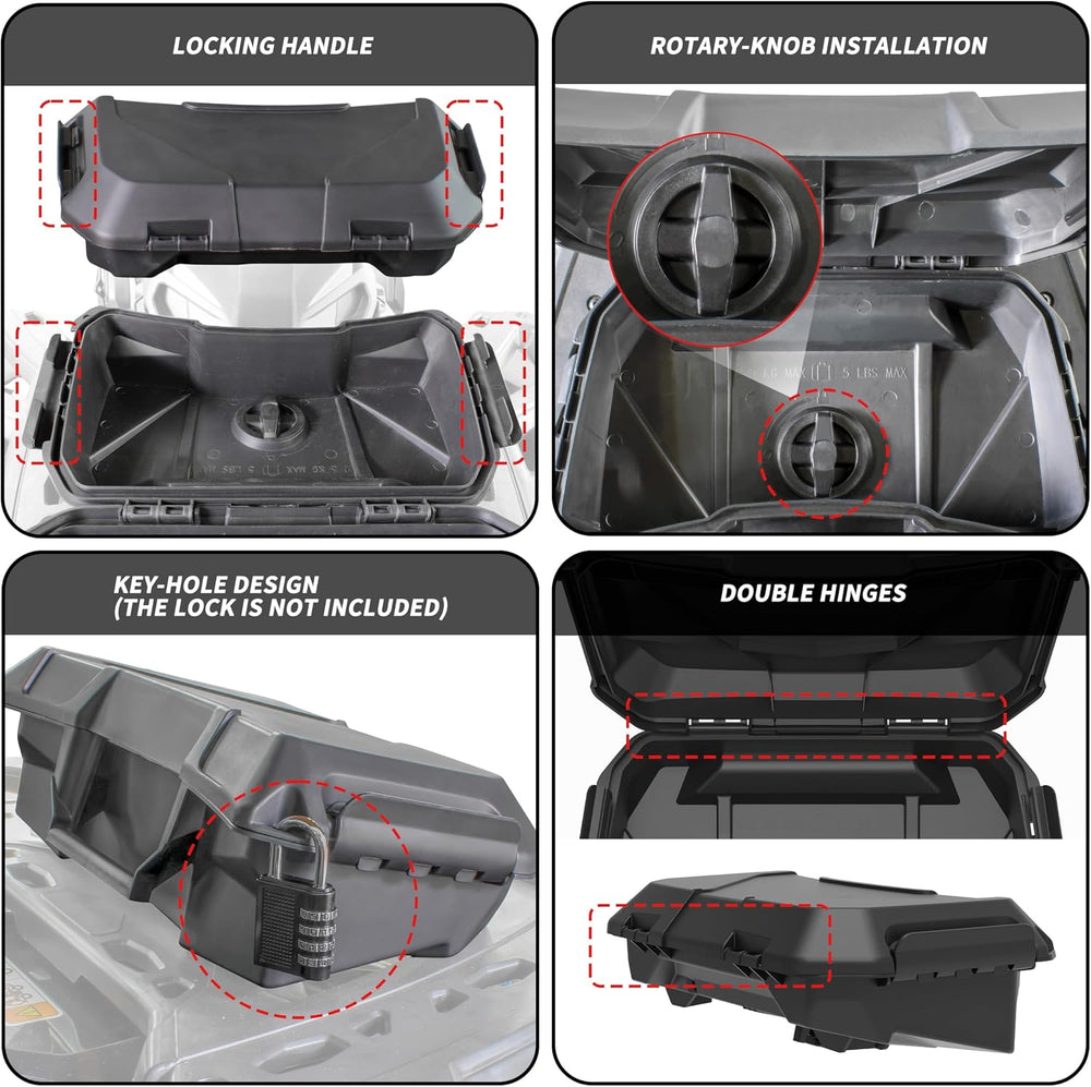 SAUTVS Storage Cargo Box for Can Am Outlander, 2 GAL Front Rear Bin Back Seat...