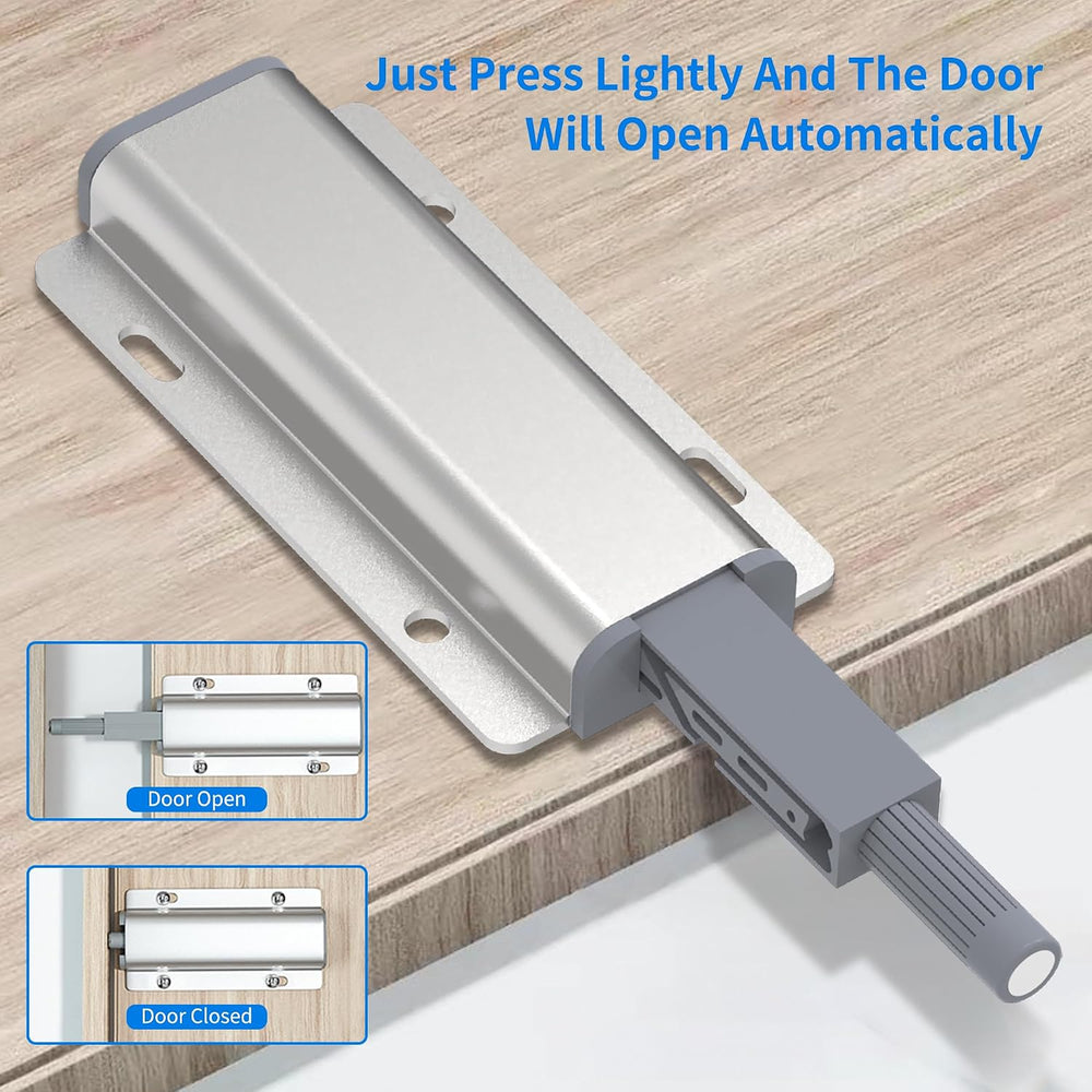 15 Pack Push Open Door Latch - Heavy Duty Aluminum Magnetic Cabinet Latch, To...
