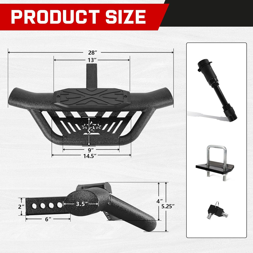 Double Layer Tow Hitch Step for 2" Hitch Receiver, Carbon Steel with Dua...