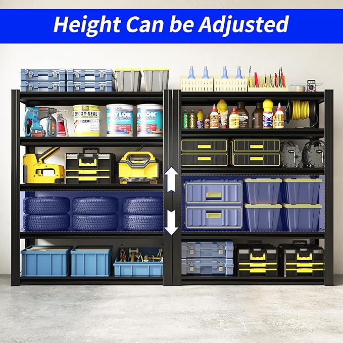72" H Metal Storage Shelving, 2500LBS Heavy Duty Shelves Unit, Adjustable 5