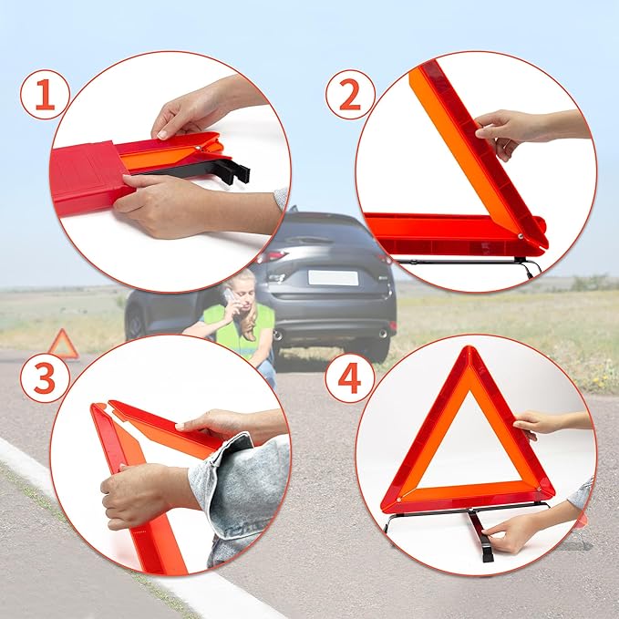 AYKRM 3Pack Car Warning Triangle Heavy Reflective Warning Road Safety Triangle