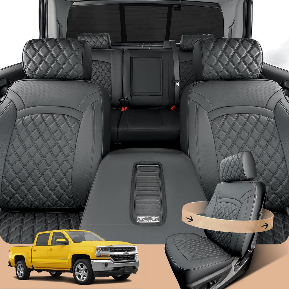 Seat Covers for Chevy Silverado & for GMC Sierra 2014-2018 (Only Crew Cab)