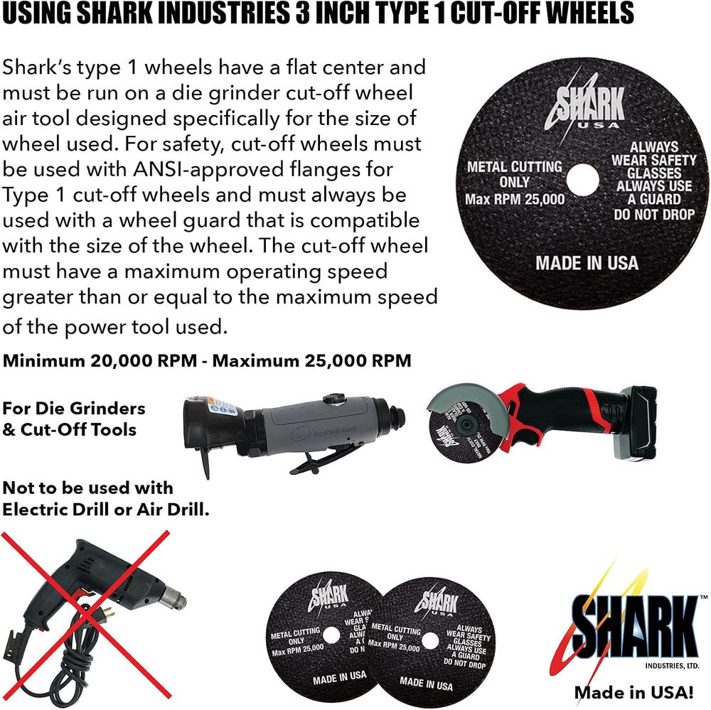 Shark Industries PN-26-6M Die Grinder Cut-Off Wheel and Mandrel Kit Including...
