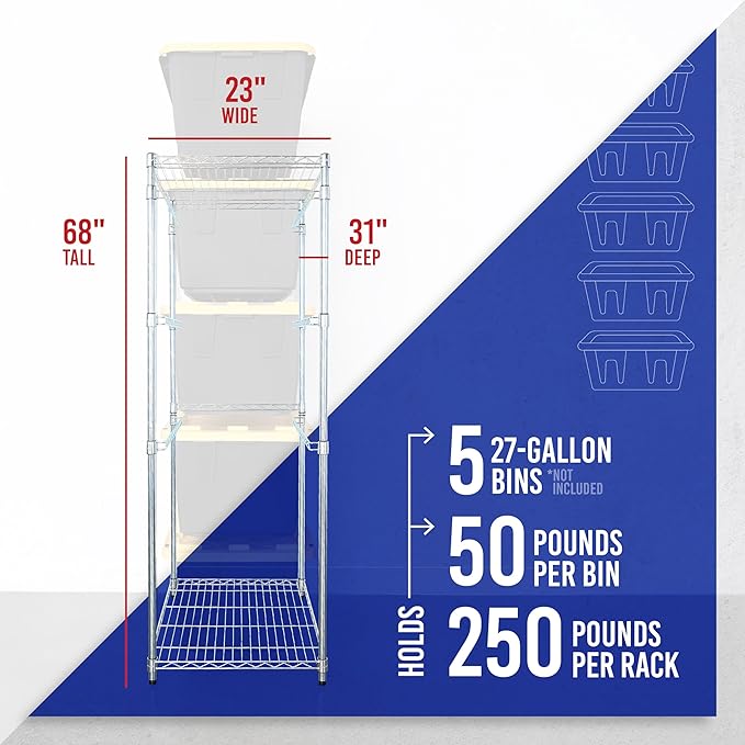 SafeRacks 5-Tier Steel Tote Rack WS-BR27