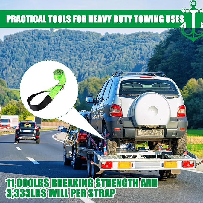 8 Pack 2" X 8ft Tow Truck Straps Lasso Wheel Lift Straps Lasso Tow Strap