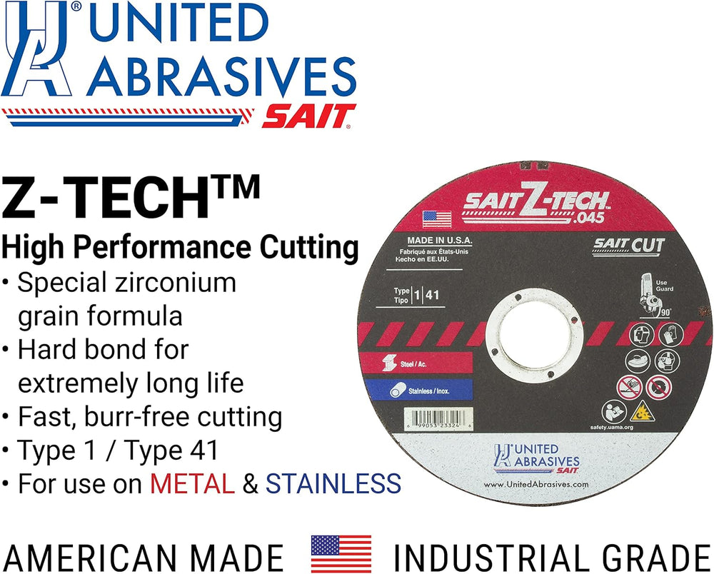 United Abrasives Z-Tech High Performance Cut-Off Wheels (Type 1/Type 41) 6&qu...