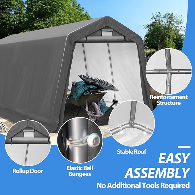 8' x 14' Outdoor Storage Shelter Shed, Portable Storage Shed Heavy Duty
