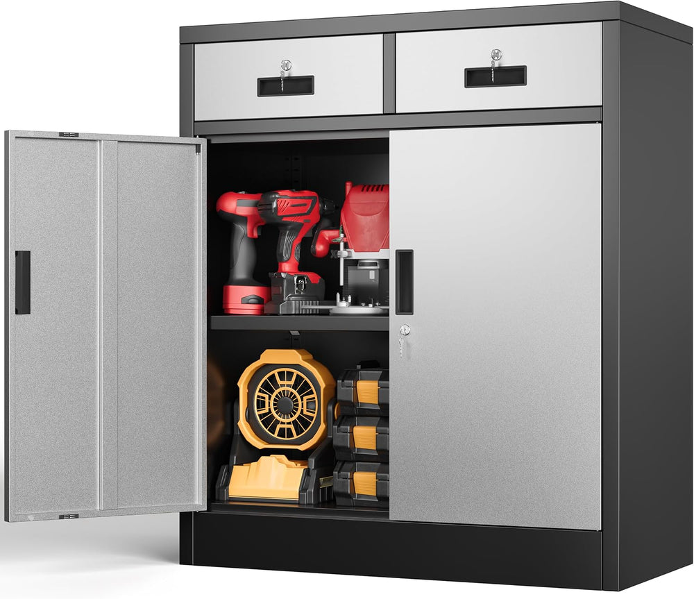 BESFUR Metal Storage Cabinet with Doors and Shelves, 36" H Locking Stora...