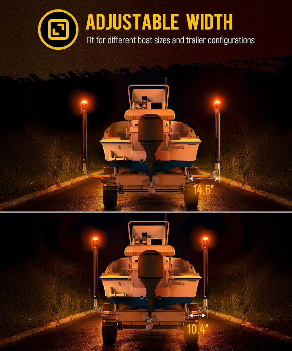 Partsam 1 Pair Boat Trailer Guides with Top Light & Reflective Tape