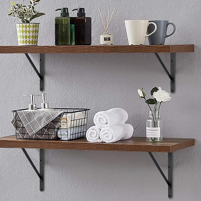 16 Pack L20 x H 12" Black Heavy Duty Shelf Brackets