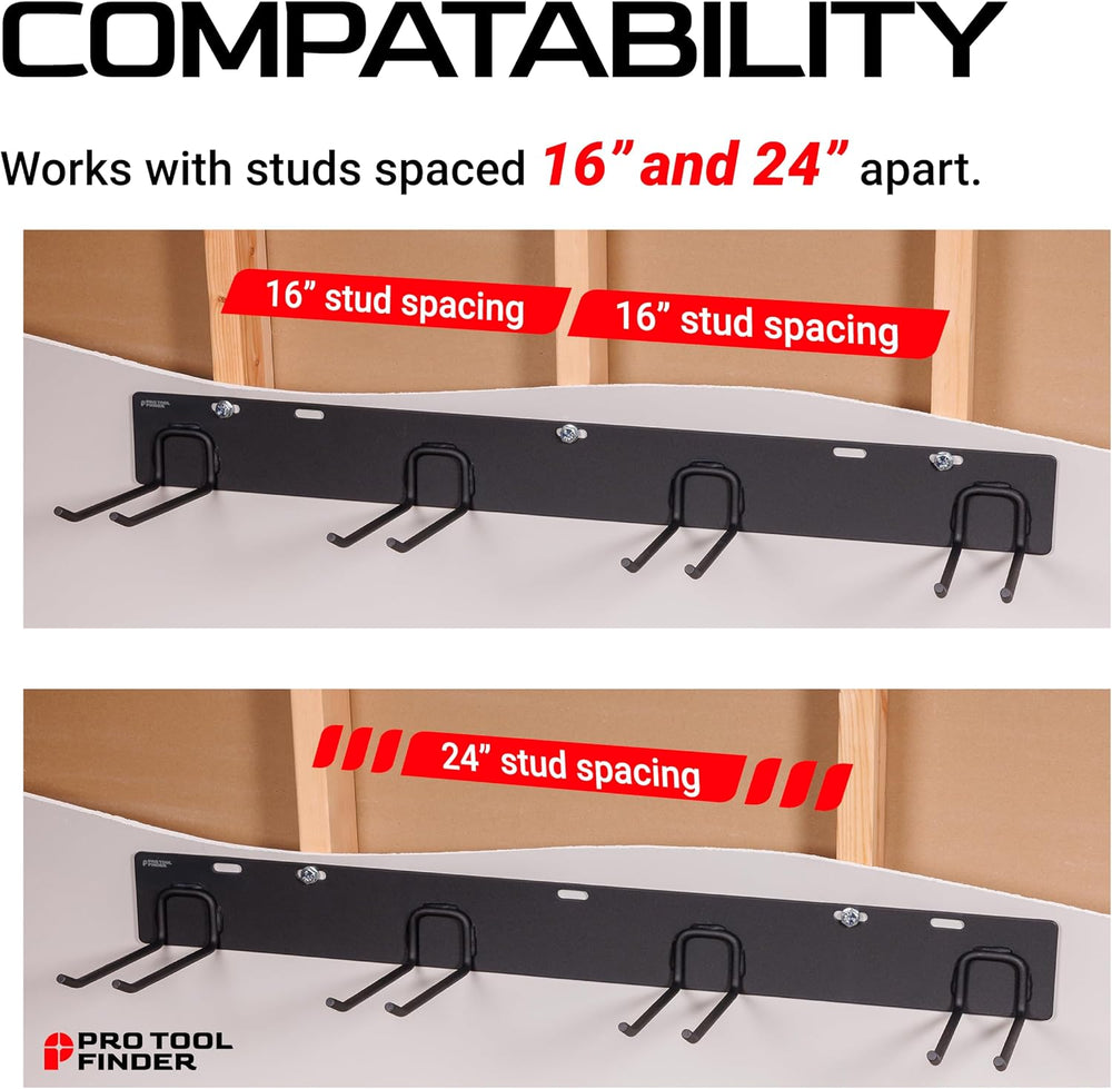 Garage Tool Organizer Wall Mount – Heavy Gauge Steel Rack with Welded Hooks, ...