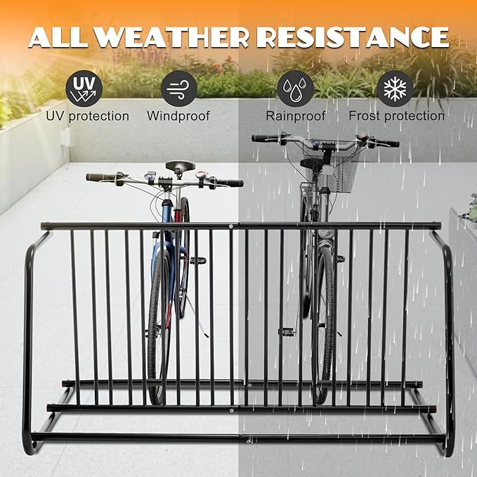 10-Bike Floor Bike Rack, 60” Dual-Sided Freestanding Steel Bike Stand