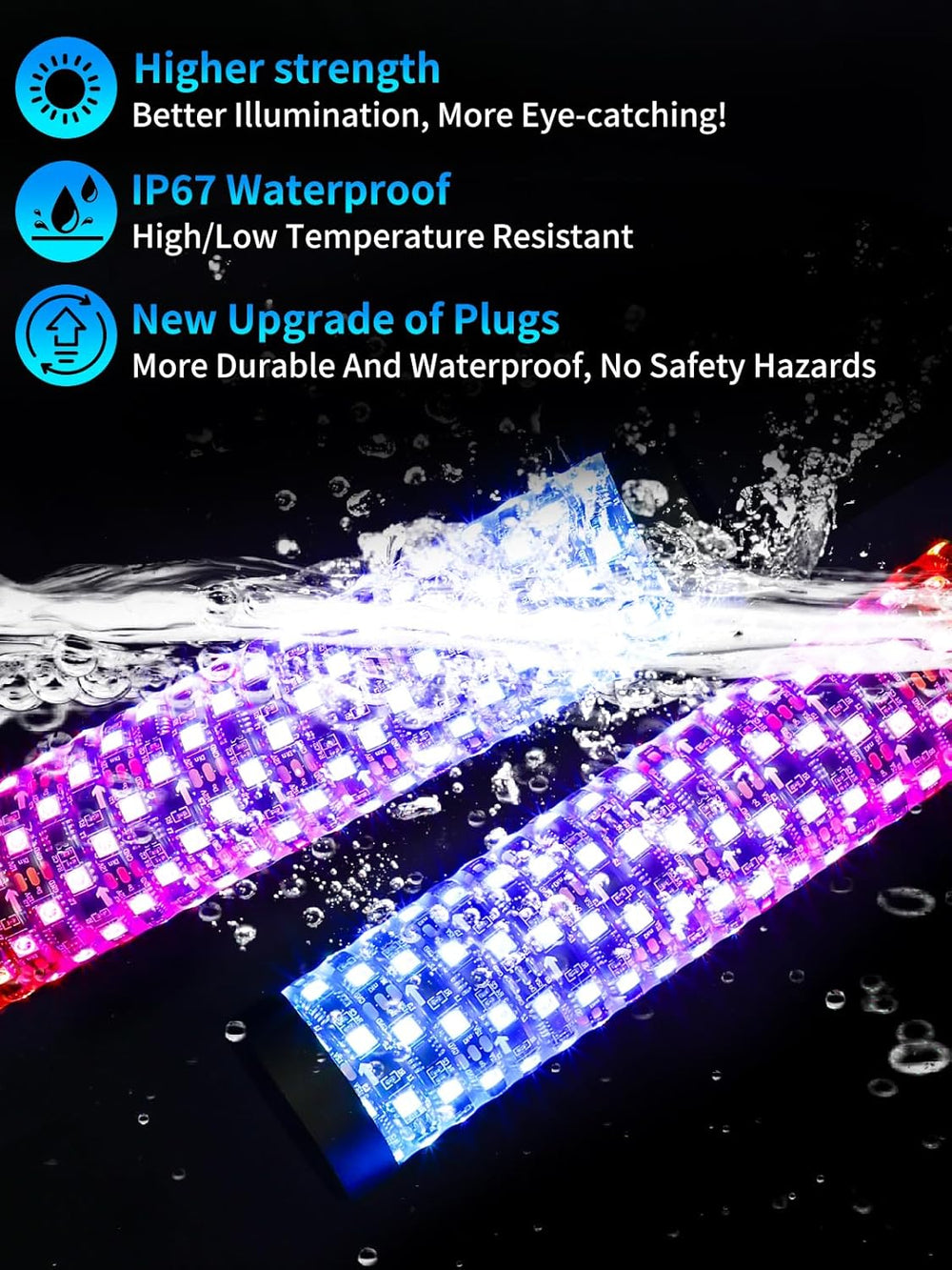 2 Pack 2FT Fat Whip Lights, LED Whip Lights with App & Remote Control, Sp...