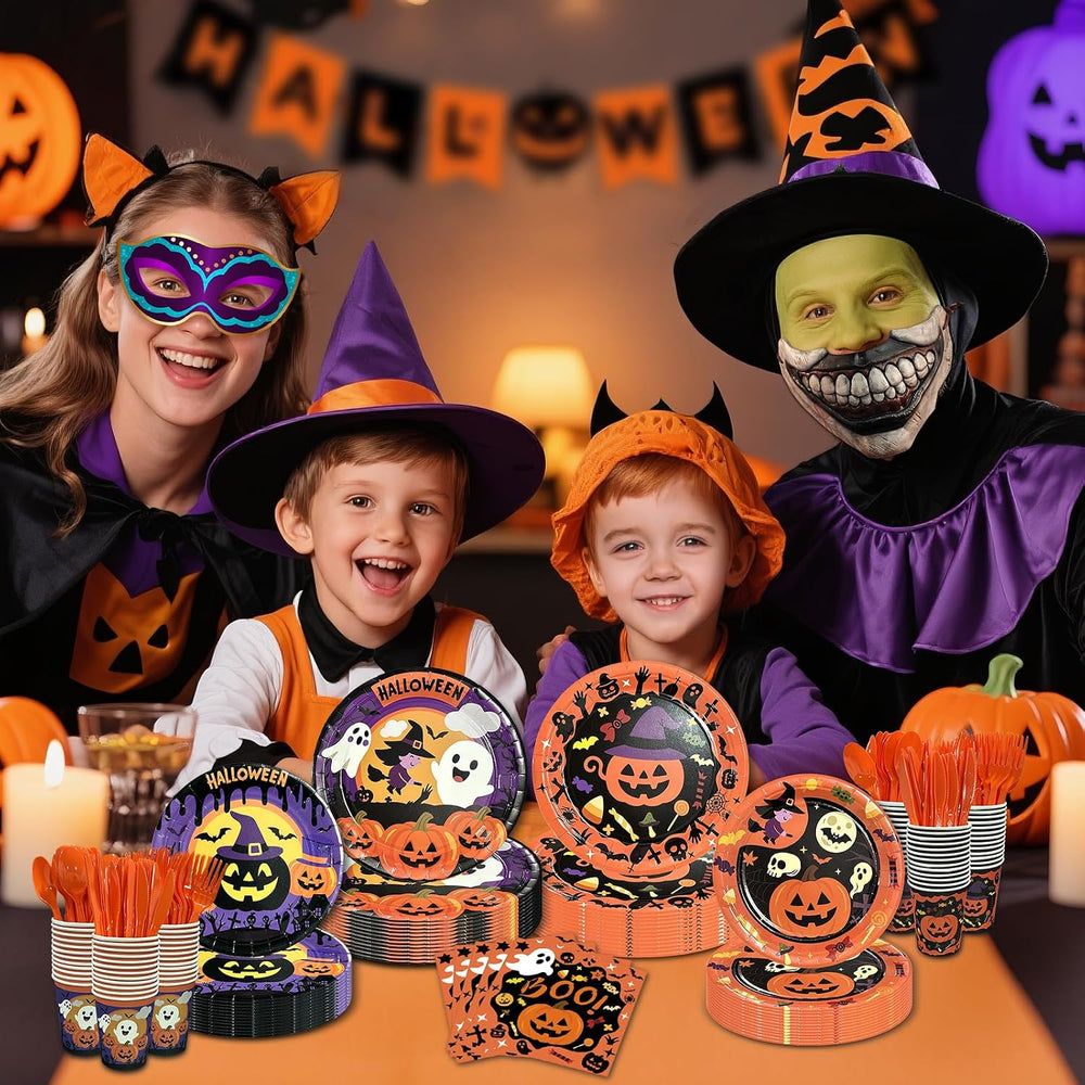 UJoyant 700 PCS Halloween Plates and Napkins Sets, Halloween Party Supplies I...