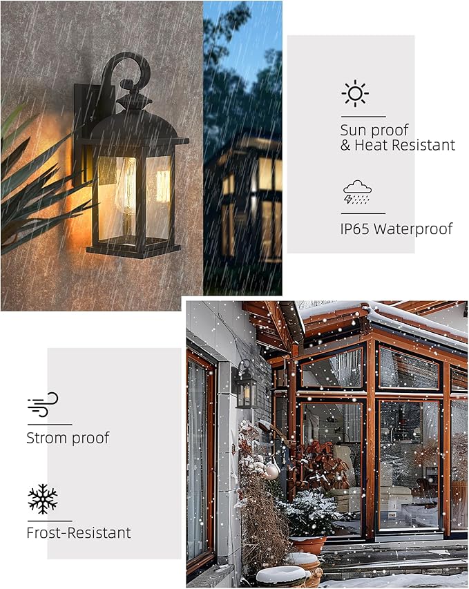 FEMILA Exterior Wall Sconce, 2 Packs Outdoor Waterproof Wall Lights Fixture
