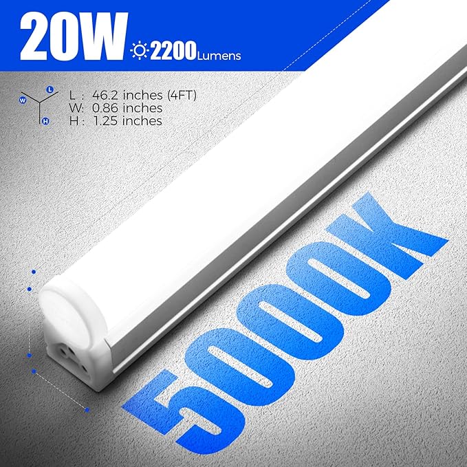 Barrina T5 4FT LED Shop Light, 5000K Daylight White, 20W Utility Light Fixtur...