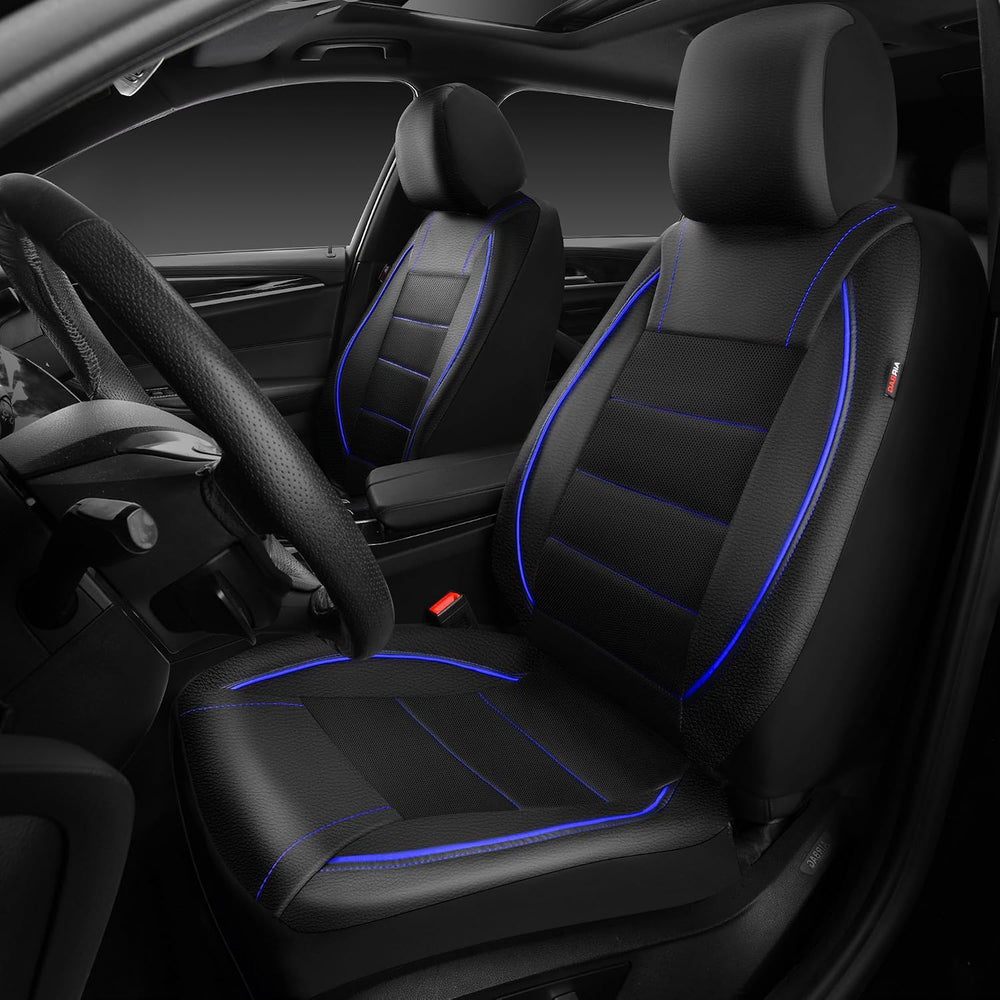 CAR PASS Universal FIT Piping Leather Two Front Seat Covers, Waterproof Faux ...
